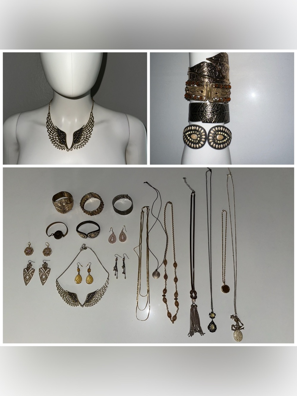 18 pc unbranded vintage goldtone necklace bracelet earrings jewelry lot